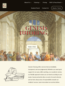 Genesis Tutoring  Landing Page | Tablet
