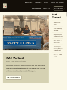Genesis Tutoring SSAT Montreal page | Tablet