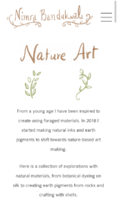Nimra Bandukwala Nature Art page | Mobile